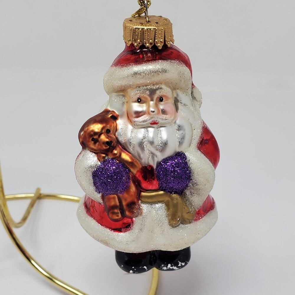 Vintage mercury Glass Glitter Blown santa In great used condition - No chips or